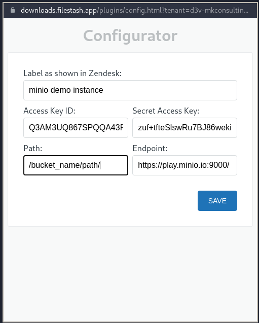 config screen